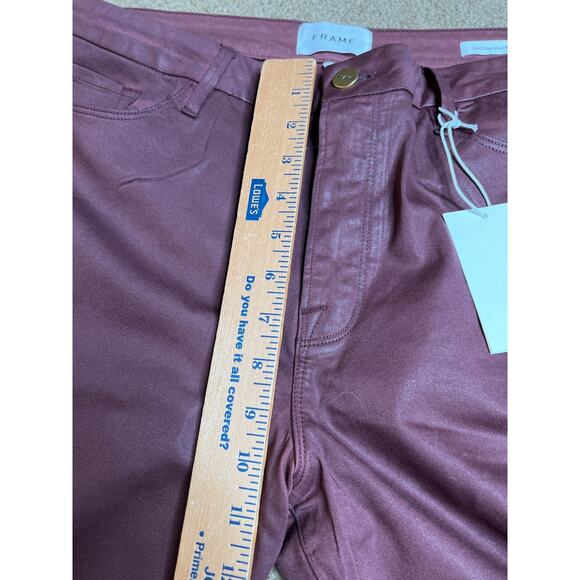 Frame size 34 pants Le Crop Mini Boot zip-fly brown office cocktails dressy - Picture 4 of 11